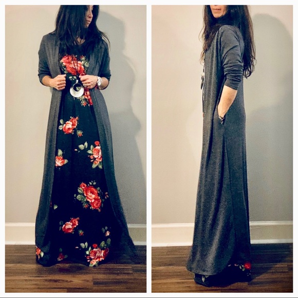 ✨LAST✨Charcoal grey long knit side pocket duster - Picture 7 of 7